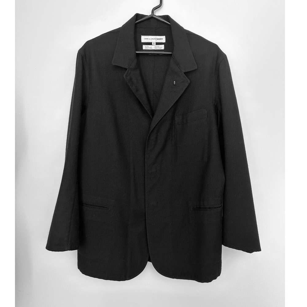 Comme des Garcons SHIRT Mens Medium Black Wool Silk Blazer Jacket W10072 France
